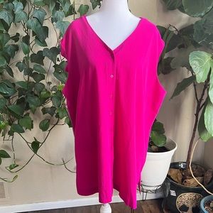 ALFANI Fuchsia Pop Button Down Tank Top | 2X